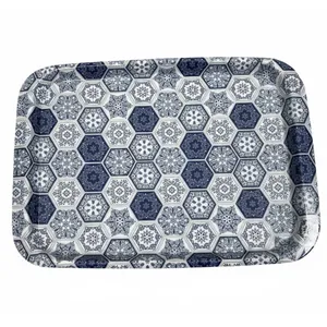 سینی بدون دسته مدل گلدار نگین طرح سنتی سایز 30*42 سانتی متر