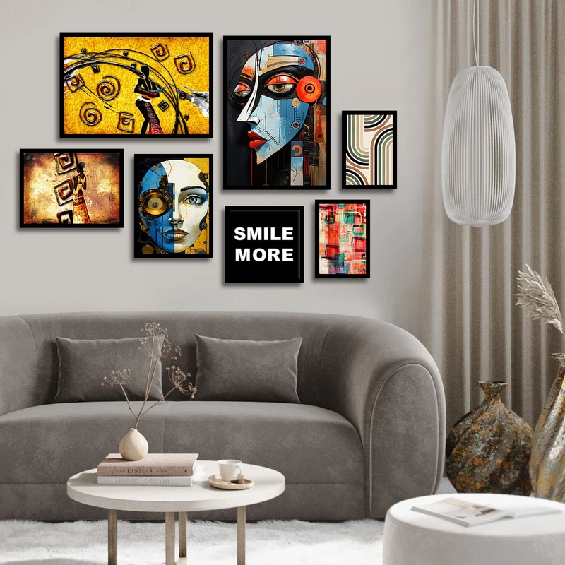 تابلو بکلیت طرح نقاشی مدرن  مدل شاین اکلیلی B-1835 مجموعه 7 عددی