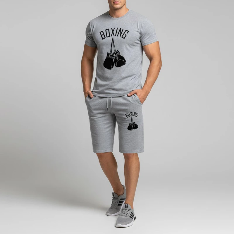 ست تی شرت و شلوارک مردانه مدل بوکس A17