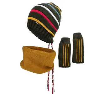 ست کلاه و شال رینگی و دستکش بافتنی سام مدل داخل خز کد 325