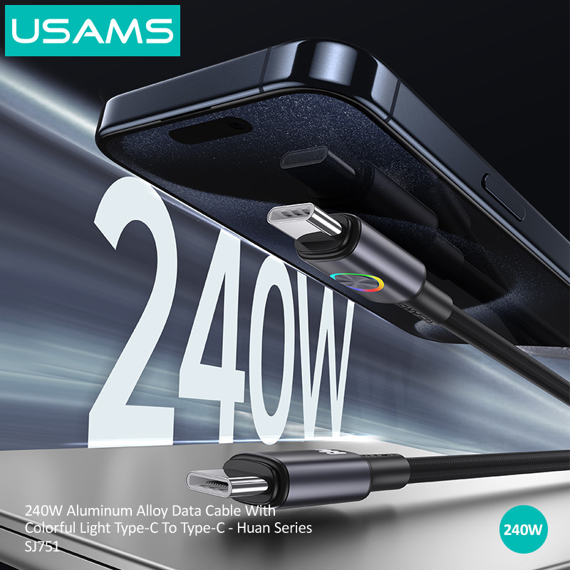 کابل تبدیل USB-C به USB-C یوسمز مدل SJ751-240W طول 1.2 متر