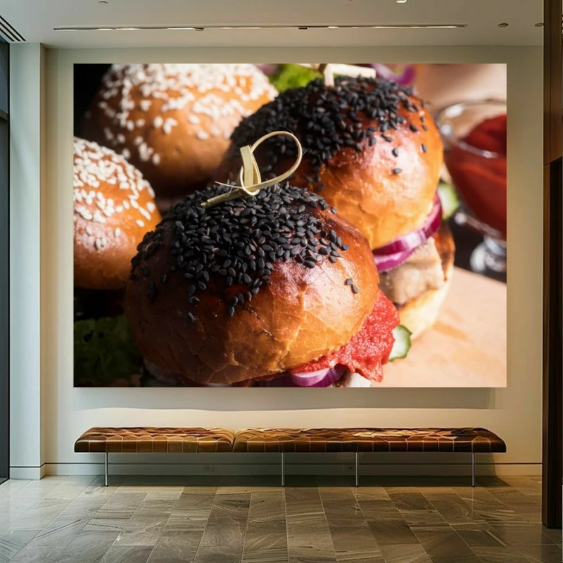 پوستر پارچه ای طرح مخمل همبرگر مدل کنجدی کد BK24331