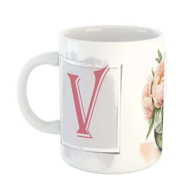 ماگ پاد افرین مدل گل طرح حرف V کد 4
