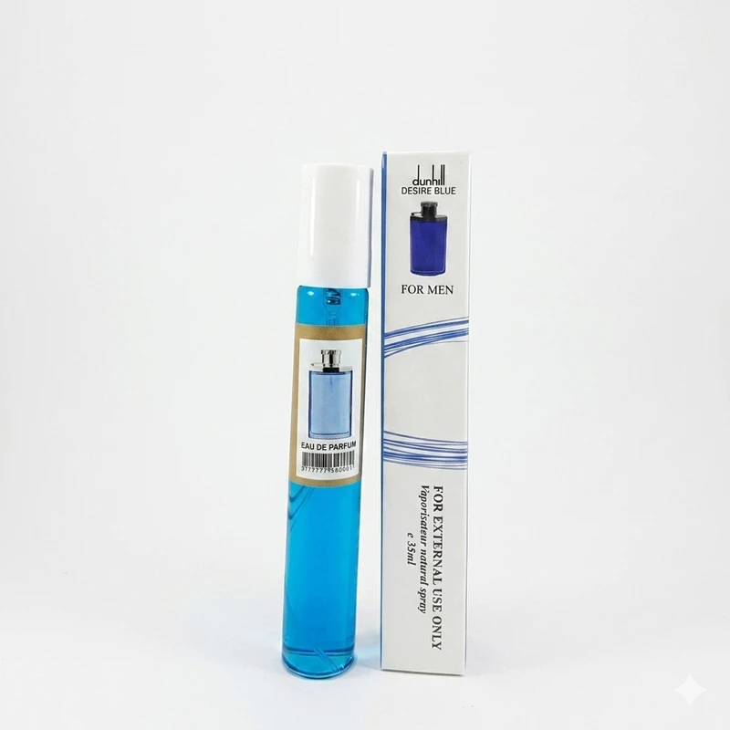 عطر جیبی امارات مدل دانهیل آبی دیزایر بلو با رایحه خنک حجم 35 میلی‌لیتر