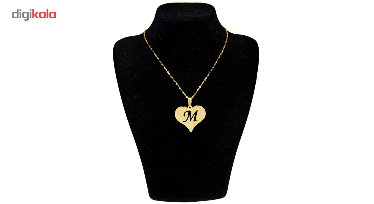 گردنبند آی جواهر طرح M و قلب کد 11560GH