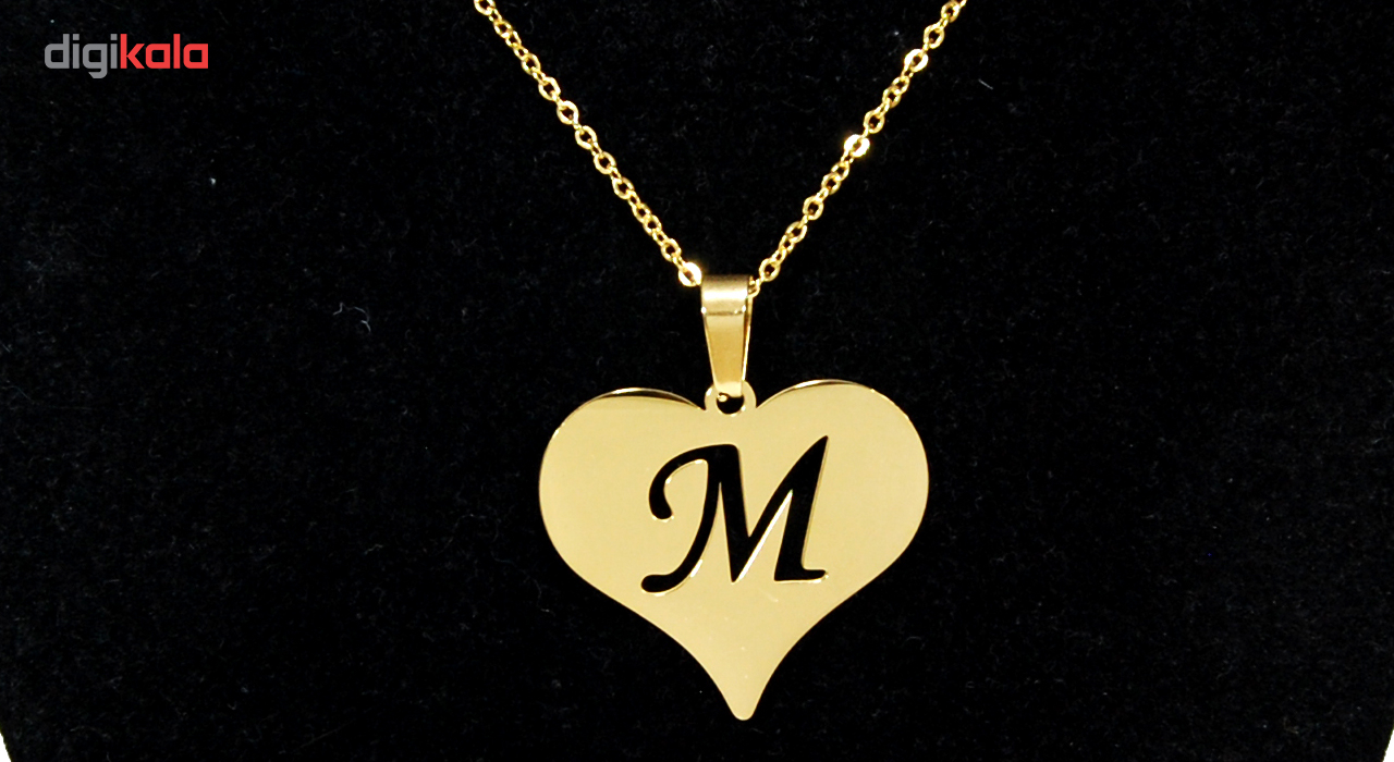 گردنبند آی جواهر طرح M و قلب کد 11560GH