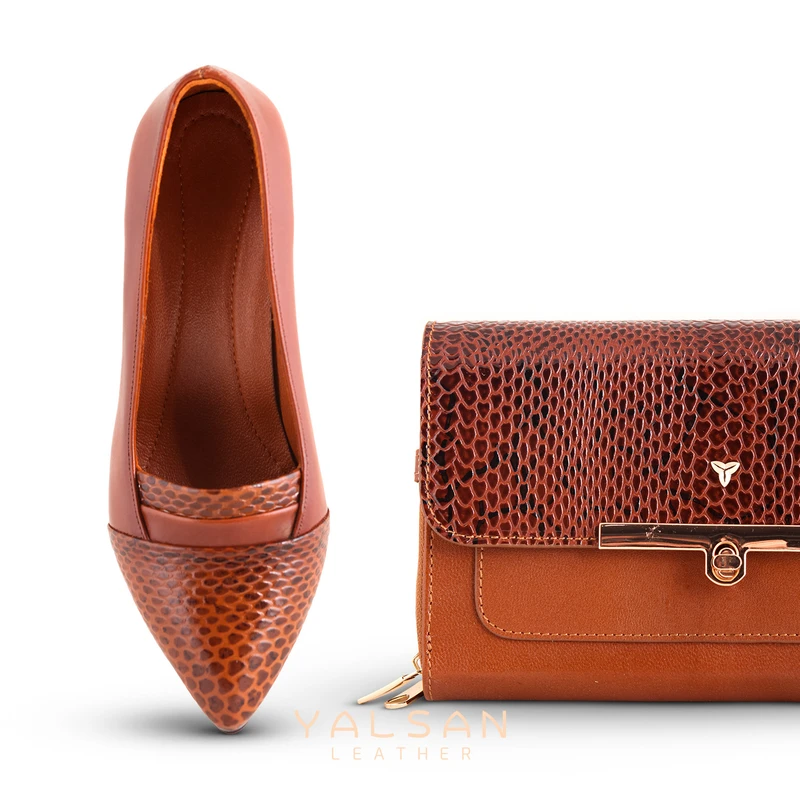 عکس شماره 13 : ست کیف و کفش زنانه چرم یلسان مدل لیندا کد tara-mrv-912-zrk
