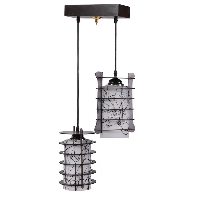 لوستر چراغ آویز 2 شعله سهیل مدل تاور گرد