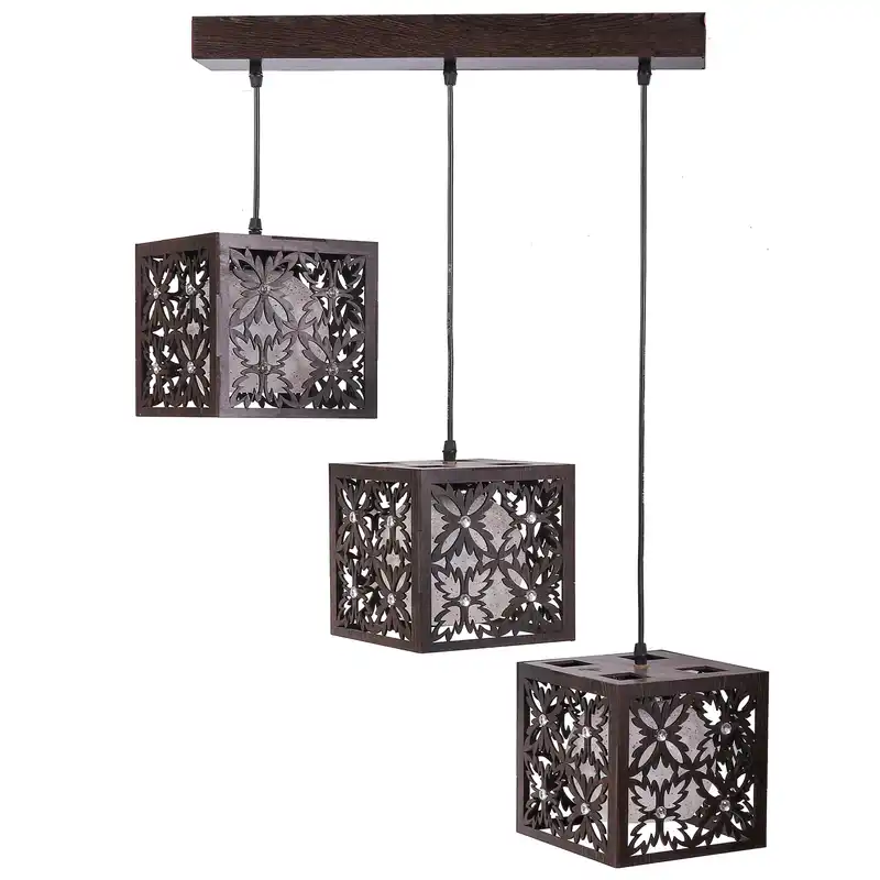 لوستر و چراغ آویز 3 شعله سهیل مدل گلبرگ خطی