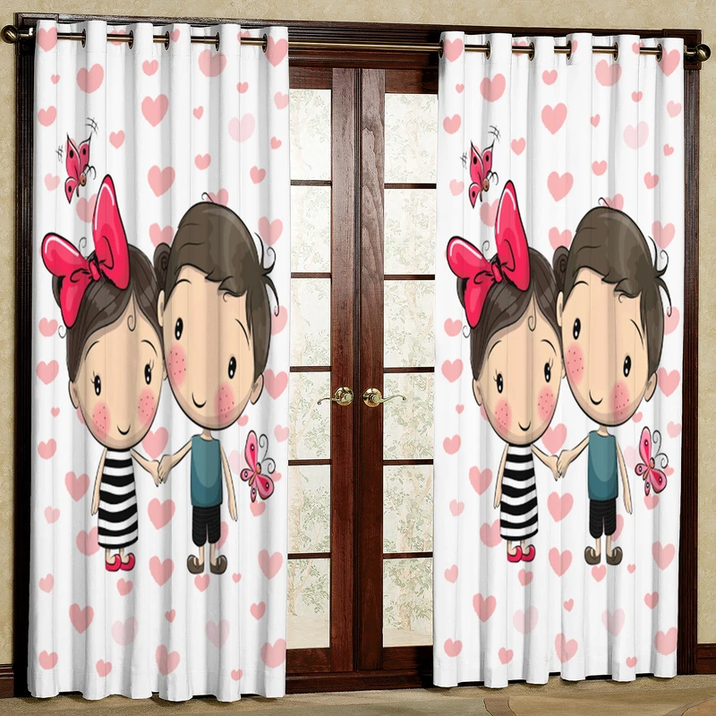 پرده مدل دختر و پسر مخمل پانچی کد 4380 سایز 200x140 سانتی متر