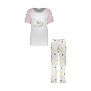 ست تی شرت آستین کوتاه و شلوار زنانه ناربن مدل 3263-1521699 رنگ صورتی