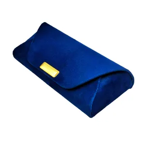 کیف عینک مدل مخمل رنگ آبی نفتی