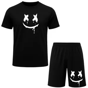 ست تیشرت آستین کوتاه و شلوارک راحتی مردانه مدل A65 طرح مارشملو