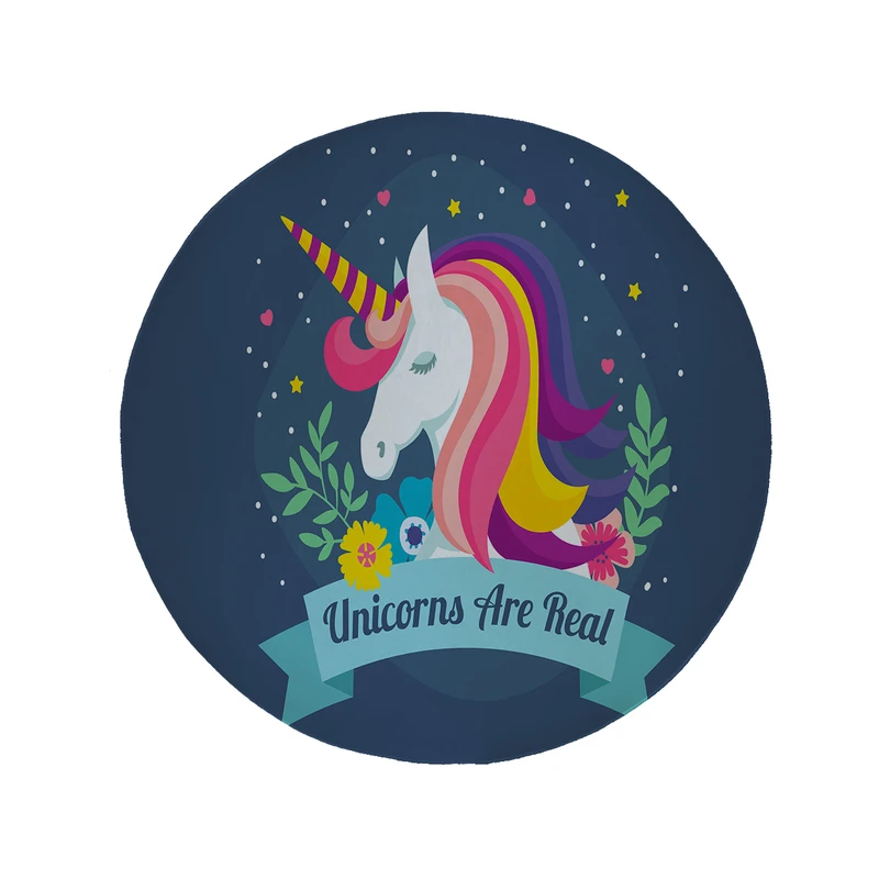 پادری مدل دایره طرح اسب تک شاخ کد 8385 سایز 90 × 90 سانتی متر