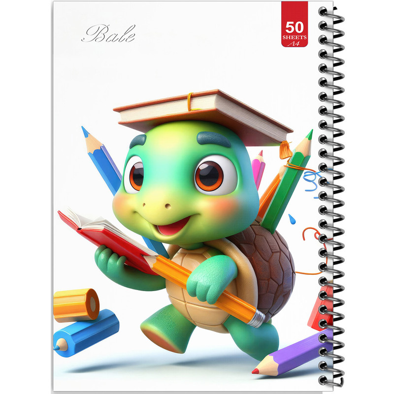 دفتر نقاشی 50 برگ انتشارات بله طرح لاک پشت کوچولو و مداد رنگی کد A4-L327