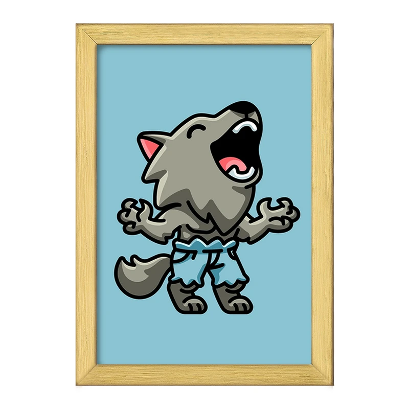 تابلو خندالو طرح حیوانات بامزه گرگ کد 28360