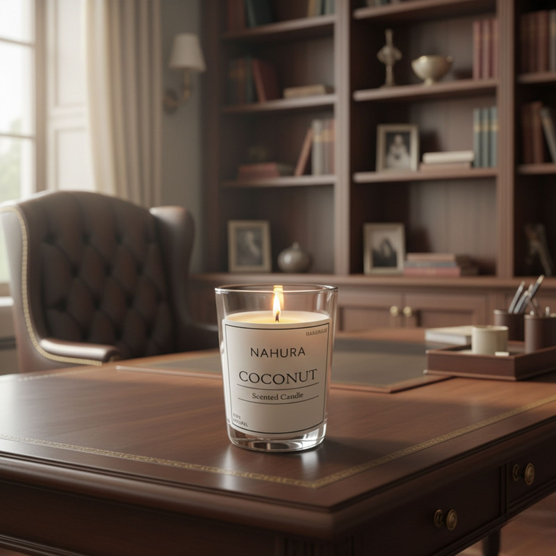 شمع لیوانی معطر مدل D006 با رایحه نارگیل زمان اتمام 10 ساعت