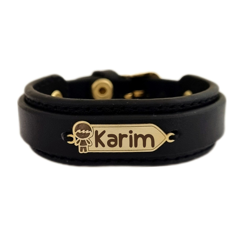دستبند طلا 18 عیار بچگانه لیردا مدل اسم کریم KDK