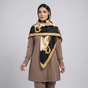 روسری زنانه مدل ابریشم دور دست دوز کد 6057