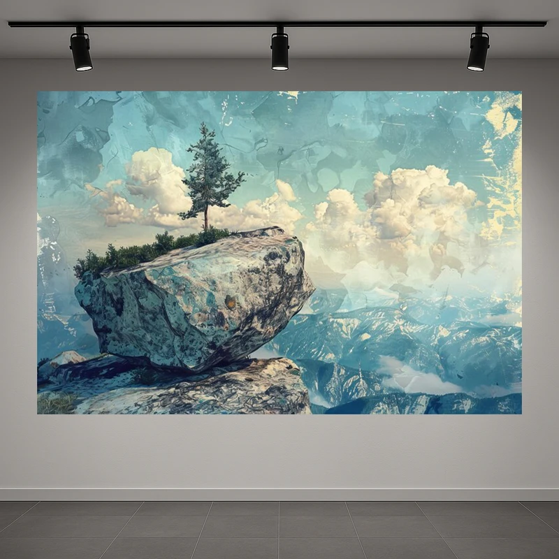 استیکر طرح کوهستان مدل درخت تنها کد PD1311102