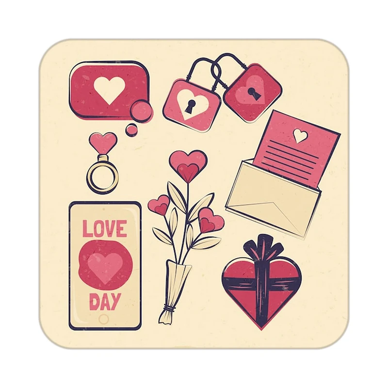 زیر لیوانی کاکتی طرح عاشقانه مدل mp37392