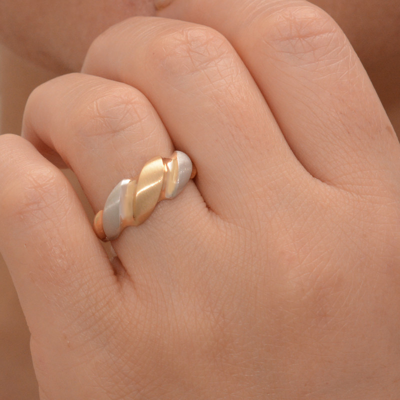 انگشتر طلا 18 عیار زنانه طلای مستجابی مدل آوا دو رنگ کد 055