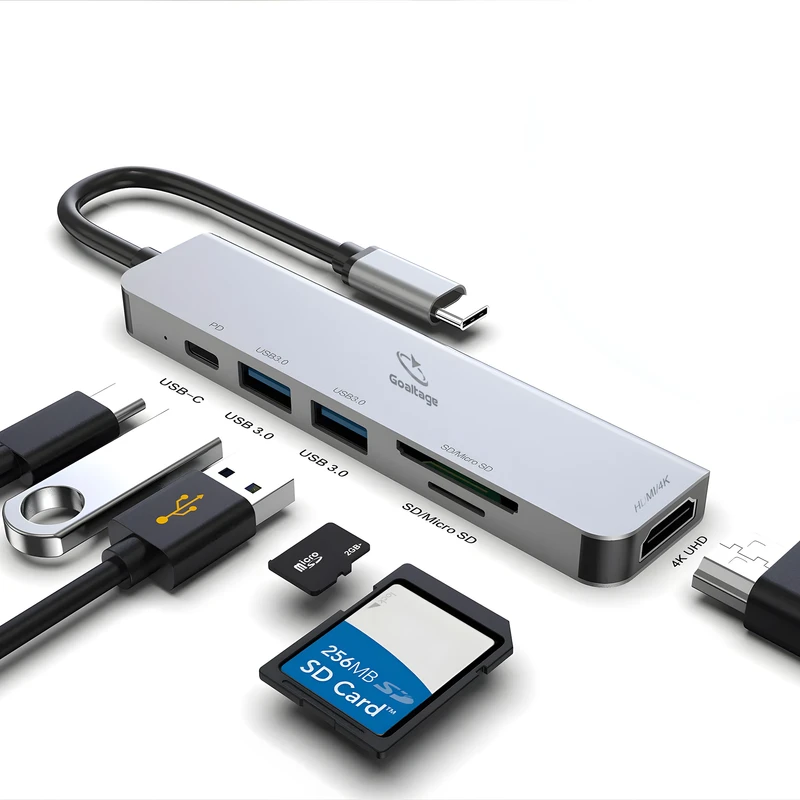 هاب 6 پورت USB-C گلتیج مدل HU01 55W