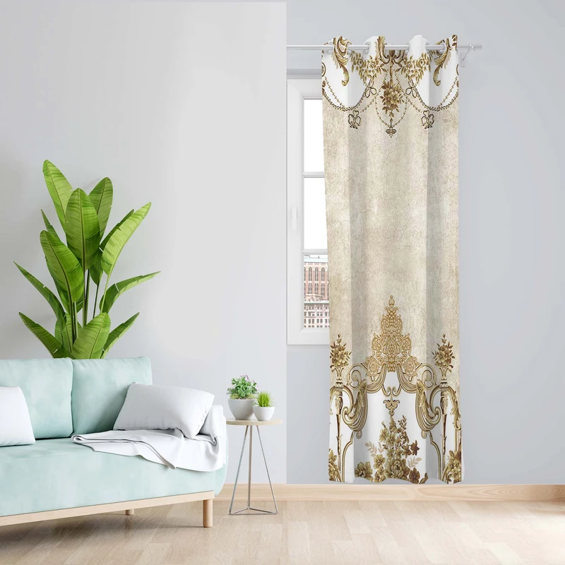 پرده طرح قاب مدل مخمل پانچی کد 5514 z سایز 140x200 سانتی متر