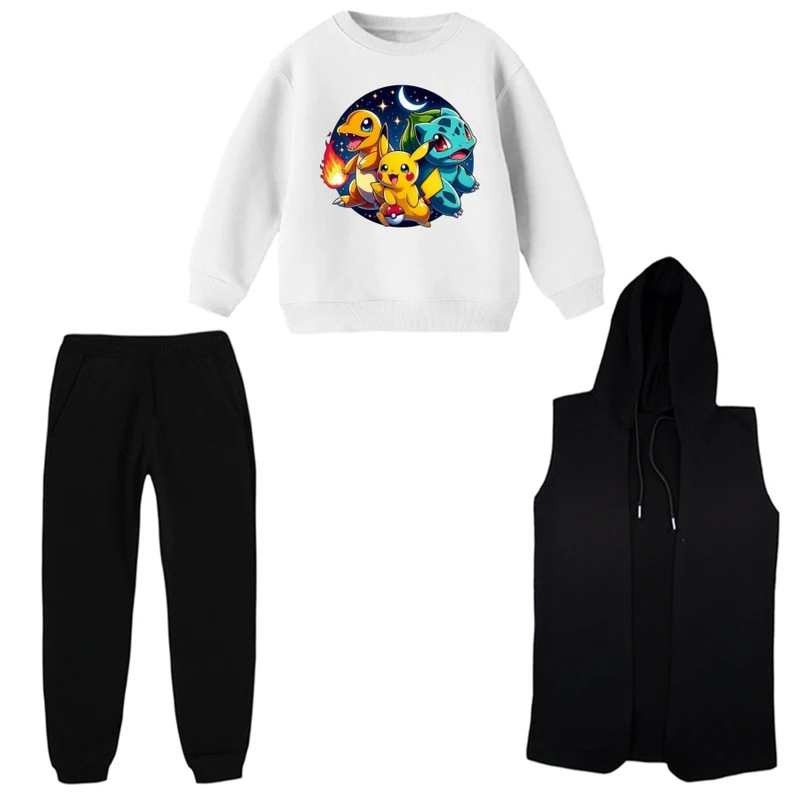 ست 3 تکه لباس راحتی بچگانه مدل پوکی مون کد 1