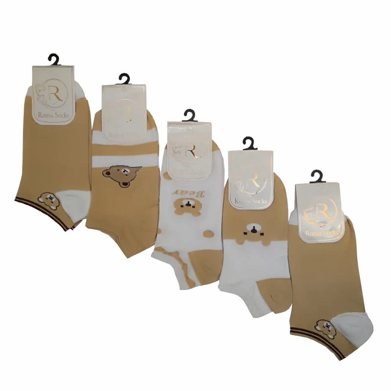 جوراب ساق کوتاه زنانه مدل پاندا01 بسته 5 عددی