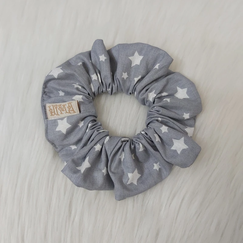 کش مو زنانه مدل اسکرانچی طرح ستاره کد stargrey01