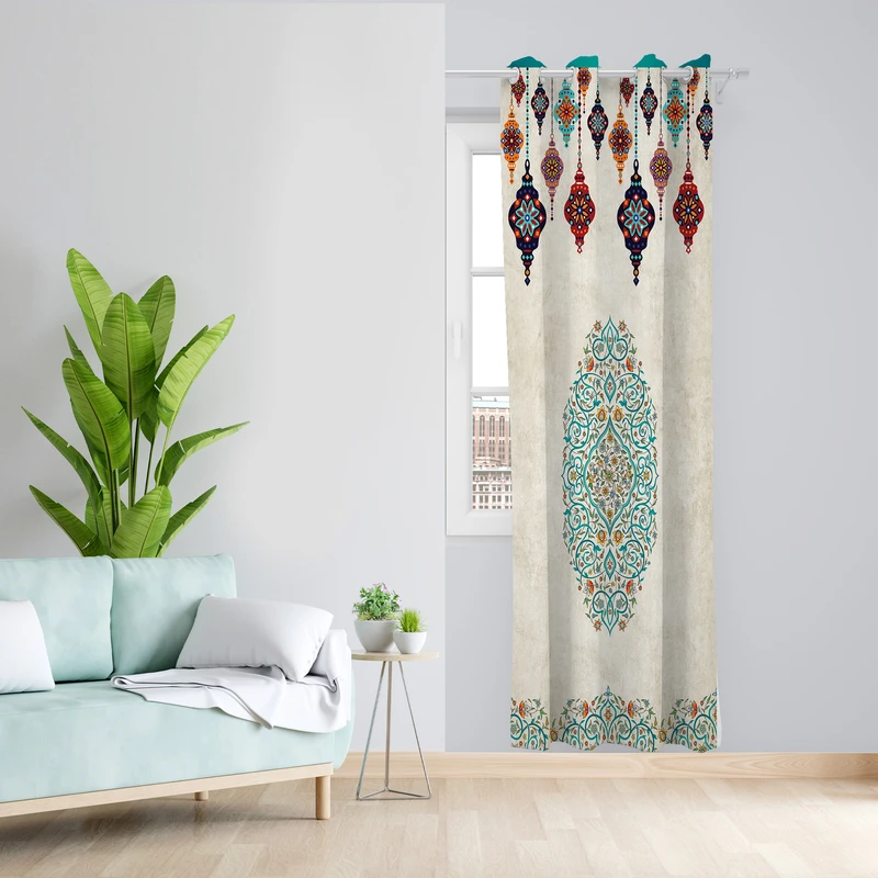 پرده طرح سنتی گل مدل مخمل پانچی کد L 1100R Z سایز 140x200 سانتی متر