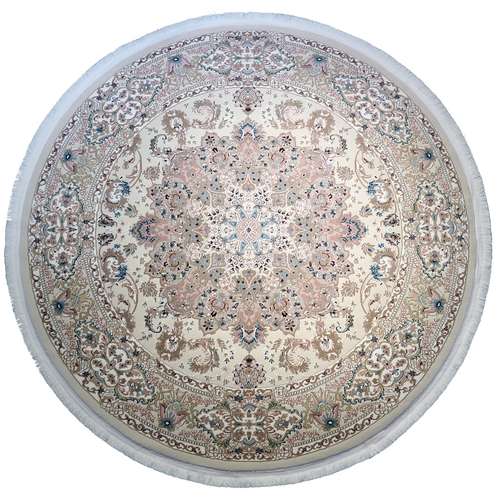 فرش ماشینی فرش رادین اصفهان طرح گرد ملک آرامش رنگ زمینه صدفی
