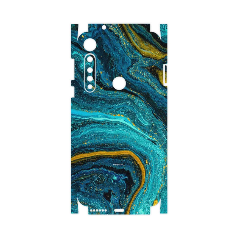 برچسب پوششی ماهوت مدل Turquoise marblewith golden streaks-FullSkin مناسب برای گوشی موبایل موتورولا One Vision Plus