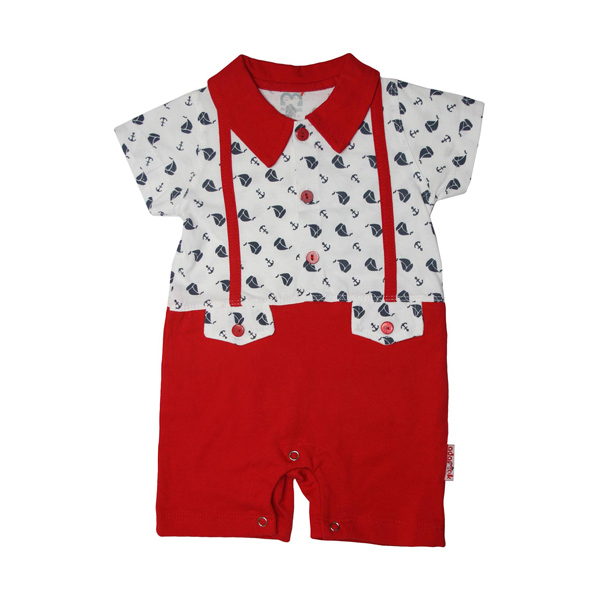 سرهمی نوزادی ادمک مدل جنتلمن رنگ  قرمز