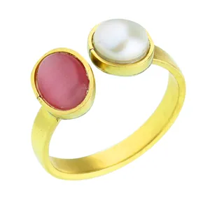 انگشتر زنانه گالری عزیزی مدل دو سنگ 15341