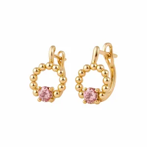 گوشواره میخی زنانه ژوپینگ مدل حلقه‌ای تک کریستال کد X-E04