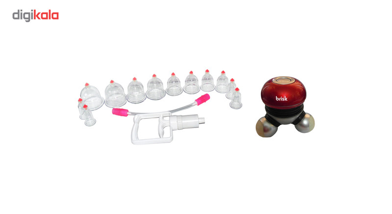 بادکش بدن 12 لیوانه به همراه مینی ماساژور بریسک سایز L