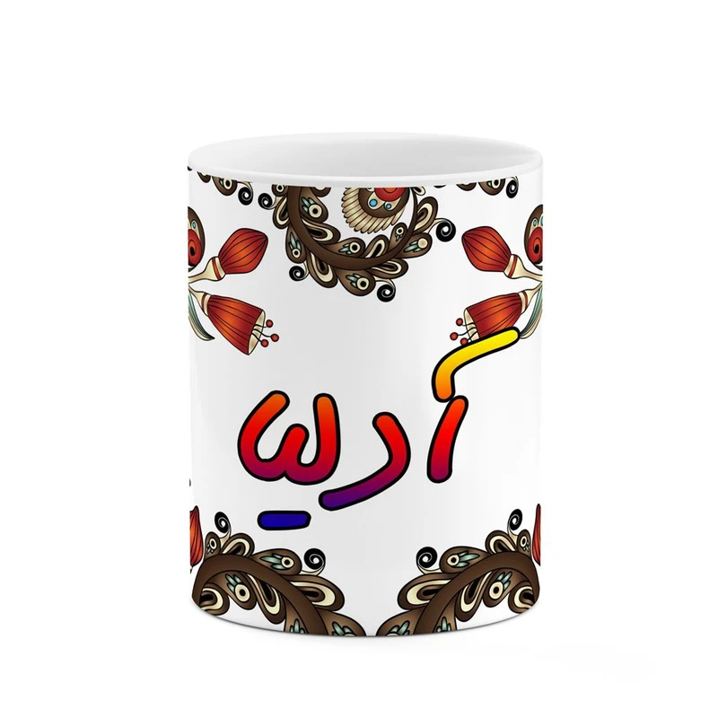 ماگ کاکتی مدل اسم آدلیا طرح سنتی گل و بته کد mgh43327