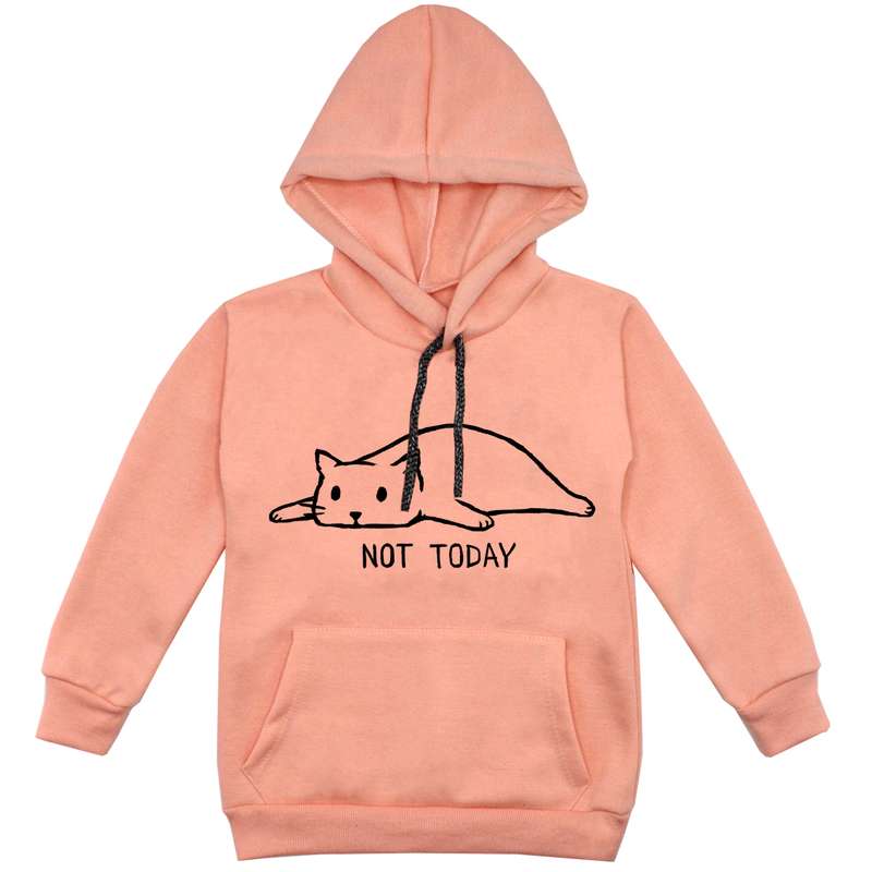 هودی دخترانه مدل F151 NOT TODAY رنگ گلبهی