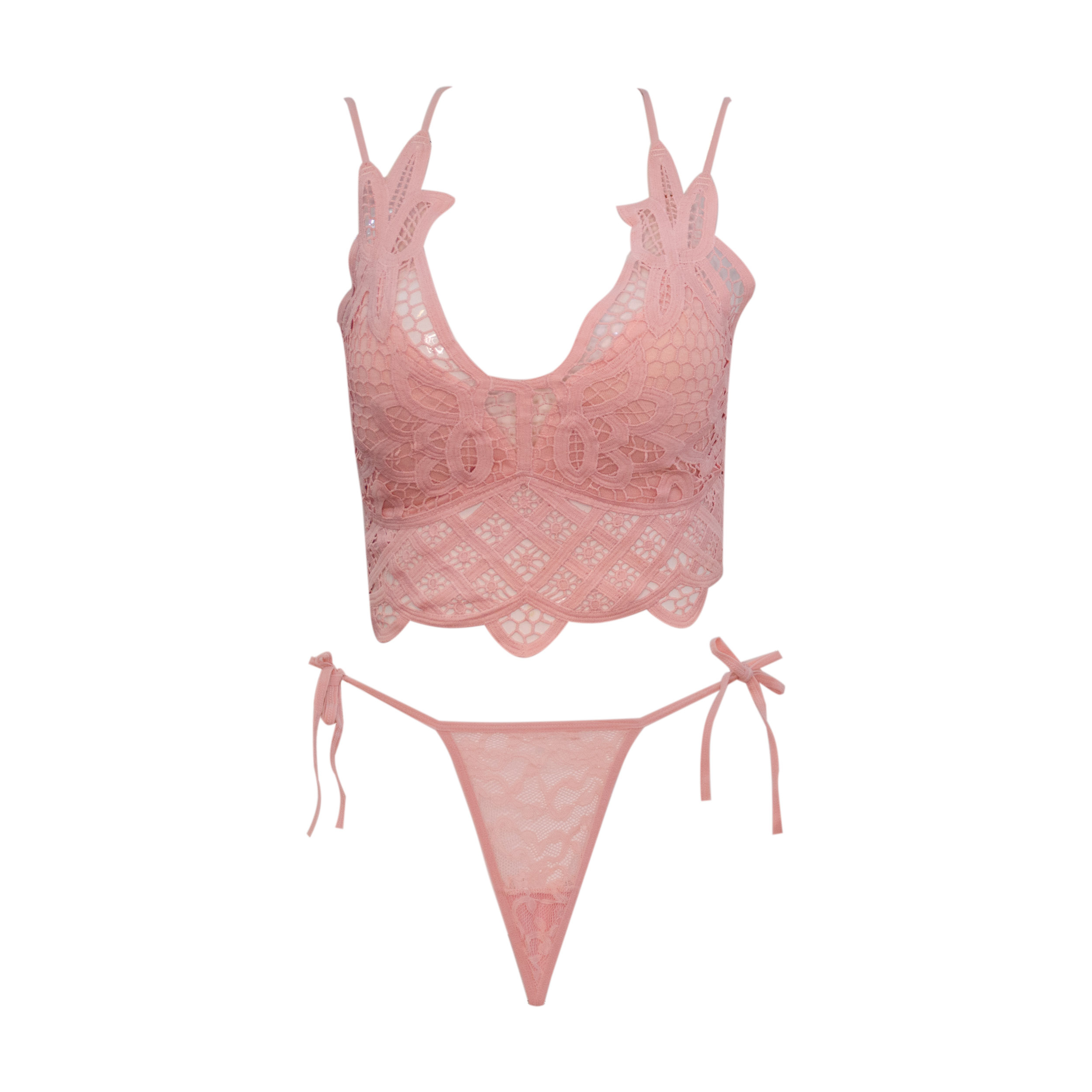 ست شورت و نیم تنه زنانه مدل گیپوری کد 373 رنگ کالباسی