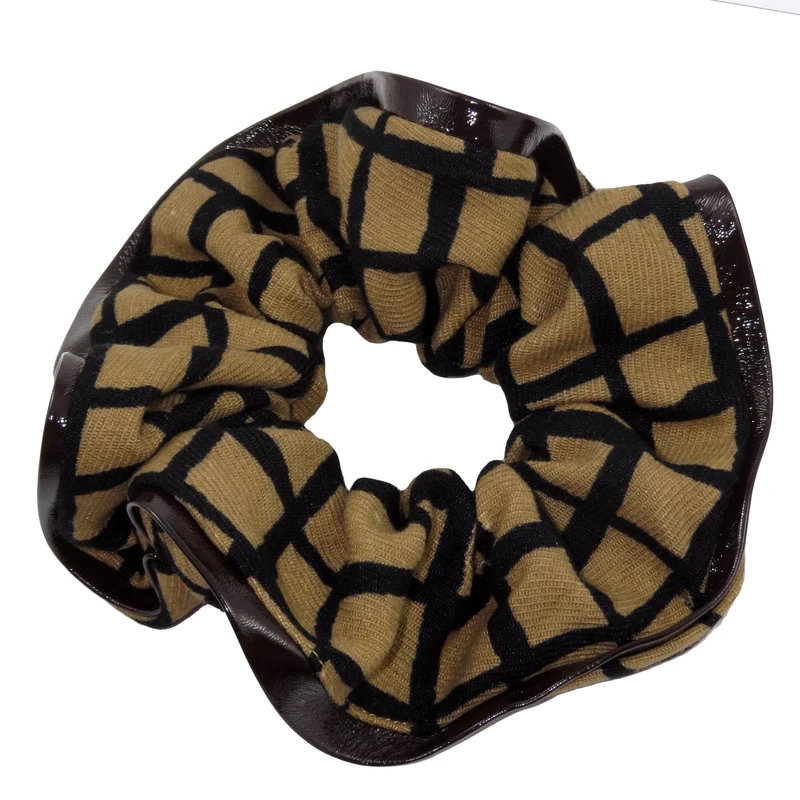 کش مو زنانه مدل چهارخانه دور چرم کد 2115