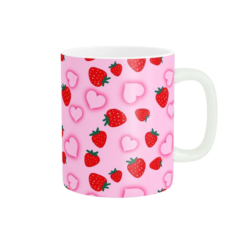 ماگ پاد آفرین طرح توت فرنگی و قلب کد 2760