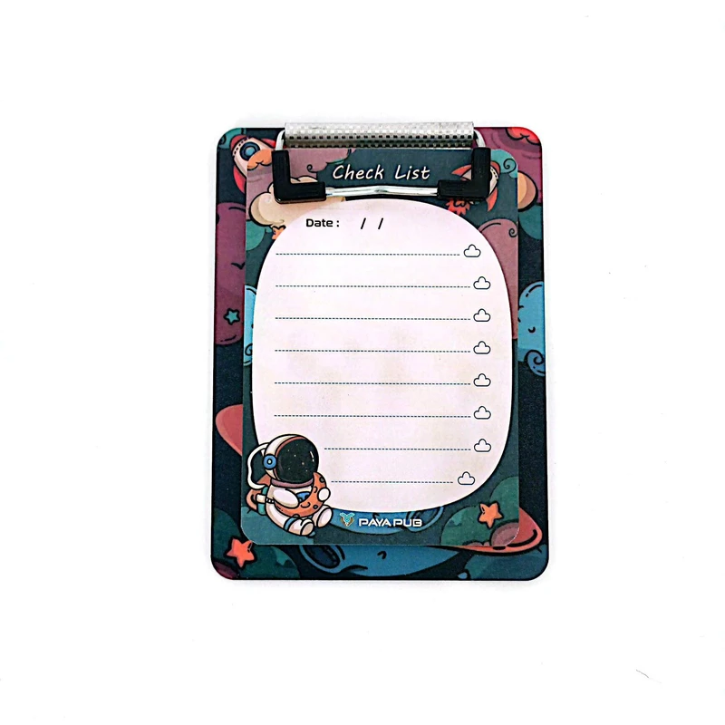 تخته شاسی پایاپاب مدل چک لیست طرح فضانورد سایز A6 به همراه کاغذ یادداشت