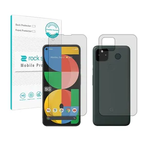 Rockspace transparent screen protector HyGEL model suitable for Pixel 5a 5G mobile phone along with the back of the phone
