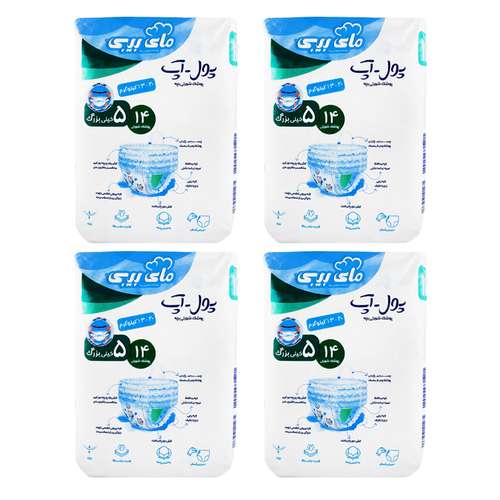 پوشک بچه مای بیبی مدل پول آپ سایز 5 چهار بسته 14 عددی