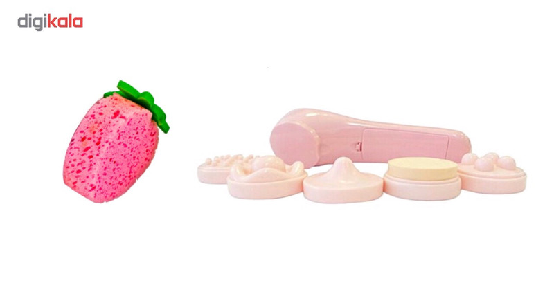 ماساژور صورت 5 کاره مدل Skin Relief به همراه اسفنج شست و شوی بدن مدل Strawberries