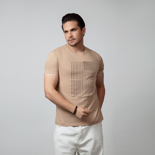 تی شرت آستین کوتاه مردانه باینت مدل 766-3 رنگ کرم