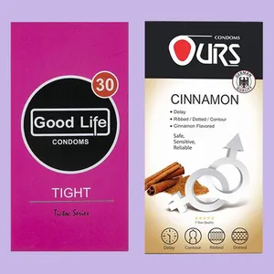 کاندوم گودلایف مدل Tight بسته 12 عددی به همراه کاندوم اورز مدل Cinnamon بسته 12 عددی