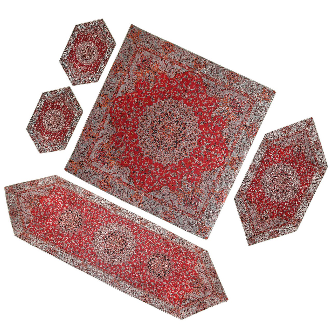 ست رومیزی 5 تکه ترمه رضایی طرح گیتی کد 90088
